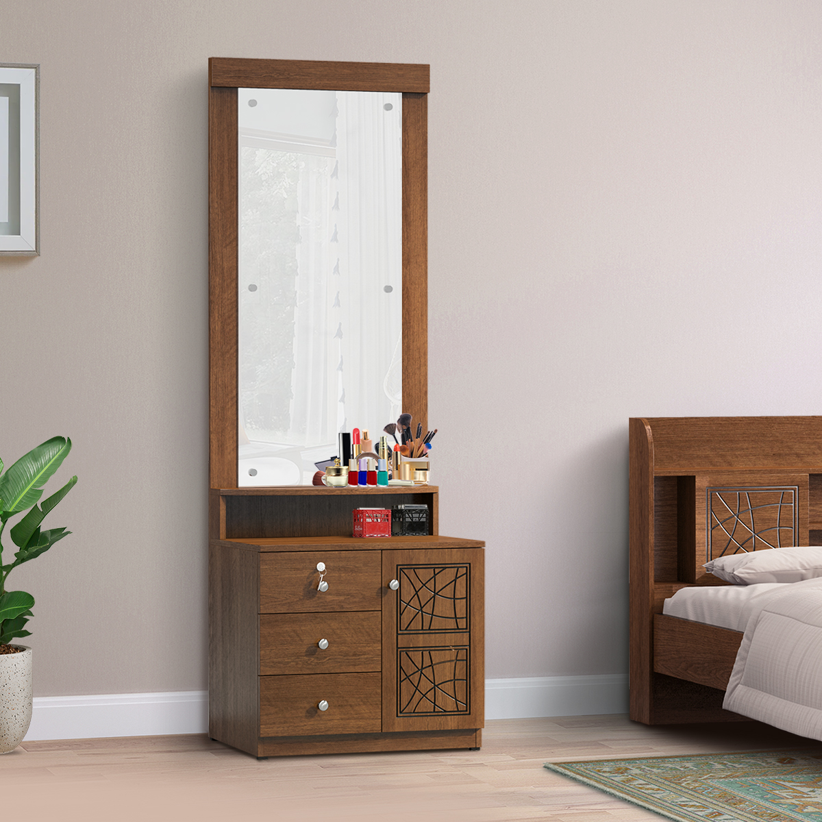 Buy Cinader Dressing Table (Walnut Finish) Online in India at Best Price -  Modern Dressing Tables - Bedroom Furniture - - Furniture - Wooden Street  Product